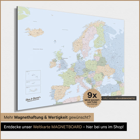 Europakort TRAVEL® Magnetisk plakat – Multifarvet Atlas