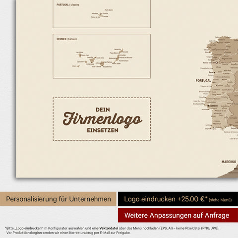 Europakort TRAVEL® Magnetisk plakat – Multifarvet Brun