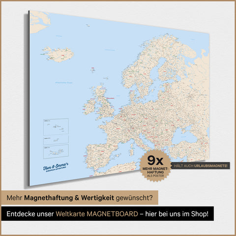 Europakort TRAVEL® Magnetisk plakat – Multifarvet Klassisk