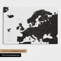 Neutrale Standard Ausführung der detaillierten Europakarte als Pinnwand Leinwand in Light Black (Weiß-Schwarz) ohne Personalisierung