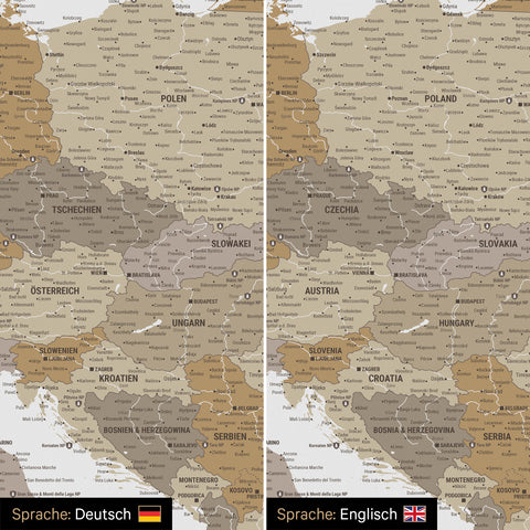 Europakort TRAVEL® Canvas med nåle – Multicolor Beige