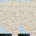 Europa Landkarte Design in Multicolor Classic wahlweise in deutscher oder englischer Sprache