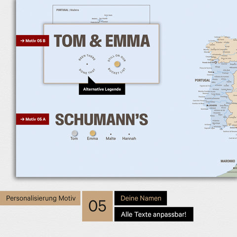 Magnetische Politische Europa-Karte in einem modernen Design in Multicolor Atlas als Magnetboard mit Personalisierung als Logo mit einer Weltkugel