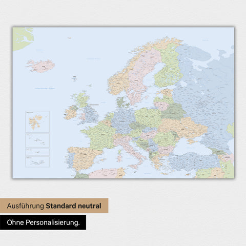 Europakort TRAVEL® Premium plakat – Multicolor Atlas (Politisk kort)