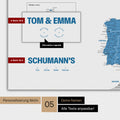 Europa Karte als Poster in Blau mit Personalisierung als Logo mit einer Weltkugel