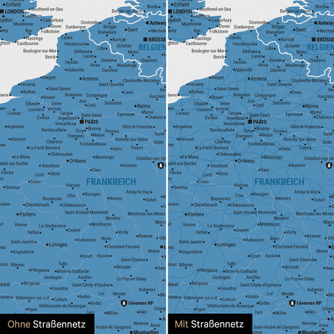 Europakort TRAVEL® Premium plakat – Ocean Blue