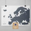 Europa Karte in der Farbe Denim Blue in einem modernen, minimalistischem Design als Poster kaufen