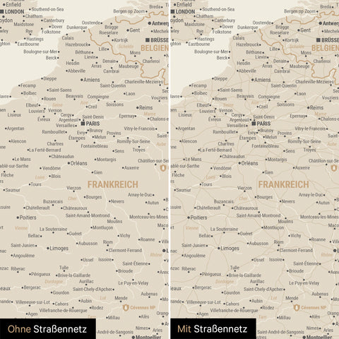 Europakort TRAVEL® Premium plakat – Guld