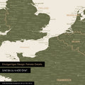 Moderne Europa Landkarte in der Farbe Grün als Poster mit einem Ausschnitt von Italien, Kroatien und Griechenland