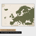 Neutrale Ausführung einer Landkarte von Europa als Poster in der Farbe Grün