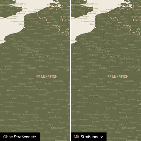 Europakort TRAVEL® Premium plakat – Olivengrøn