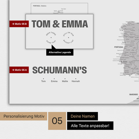 Europa Karte als Poster in Hellgrau mit Personalisierung als Logo mit einer Weltkugel