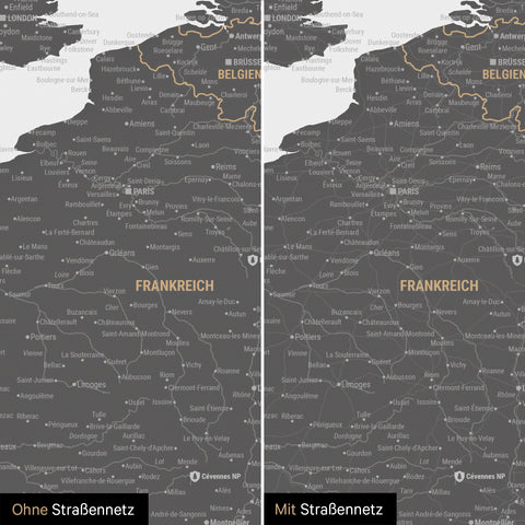 Europakort TRAVEL® Premium plakat – Light Gray (Hvid-grå)
