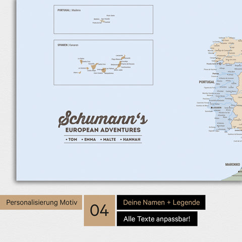 Europakort TRAVEL® Premium plakat – Multicolor Atlas (Politisk kort)