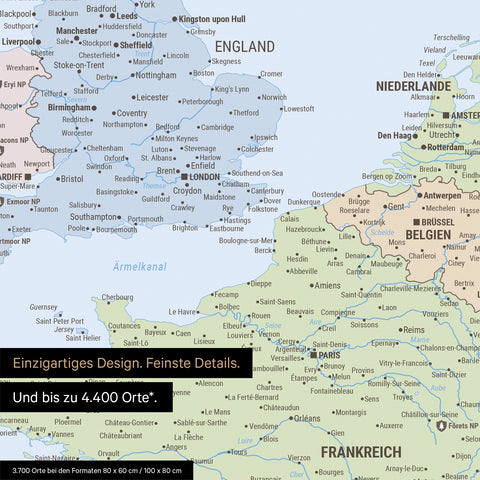Europakort TRAVEL® Premium plakat – Multicolor Atlas (Politisk kort)