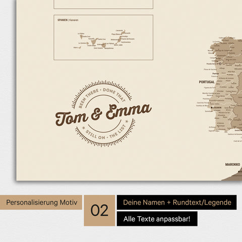Europakort TRAVEL® Premium plakat – Multicolor Brown