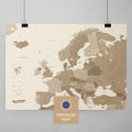 Europa Karte in der Farbe Multicolor Brown in einem modernen, minimalistischem Design als Poster kaufen
