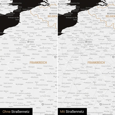 Europakort TRAVEL® Premium plakat – Dark Black (Sort-hvid)