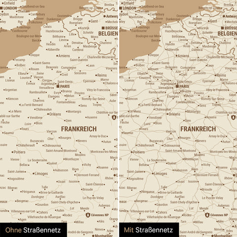 Europakort TRAVEL® Premium plakat – Treasure Gold