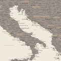 Europa Landkarte Poster in Warmgray (Braun-Grau) zeigt einen Ausschnitt von England, Frankreich und Belgien