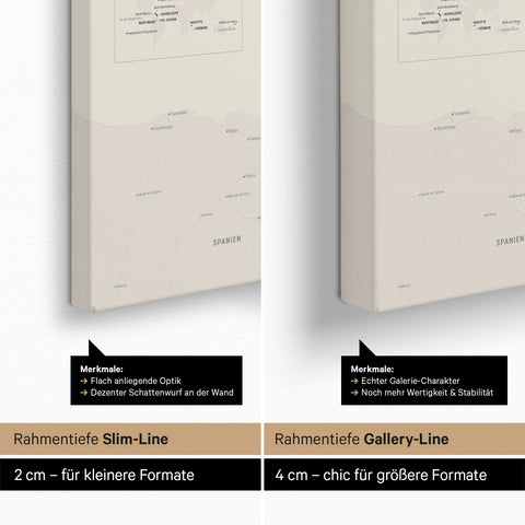 Frankrigskort TRAVEL® Canvas med nåle – Guld