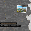 Frankreich Landkarte in Light Gray als Leinwand zum Pinnen zeigt einen Ausschnitt von Auvergne-Rhone-Alpen mit vielen Details wie Nationalparks, Flüssen und zahlreichen kleinen Orten und Städten, die teilweise mit Pins markiert sind