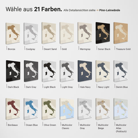 Italienskort TRAVEL® Magnetisk plakat – i 21 farver