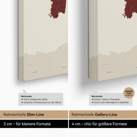 Italienskort TRAVEL® Canvas med nåle – Bordeaux Rød