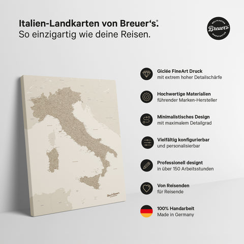 Italienskort TRAVEL® Canvas med nåle – Desert Sand