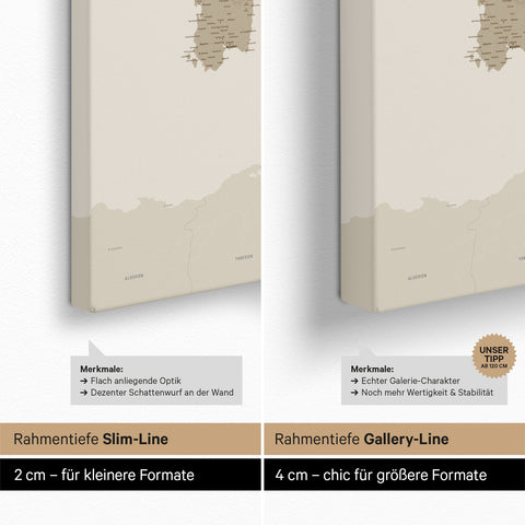 Italienskort TRAVEL® Canvas med nåle – Desert Sand
