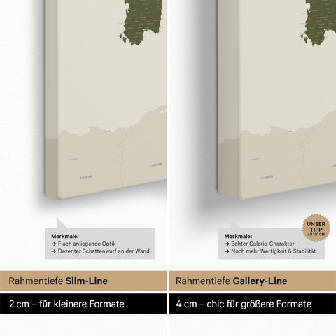 Italienskort TRAVEL® Canvas med nåle – Olivengrøn