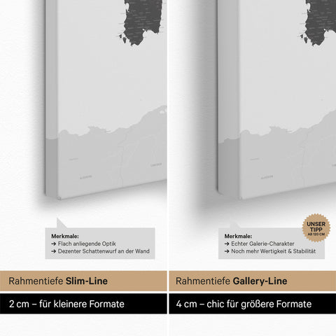 Italienskort TRAVEL® Canvas med nåle – Lys Grå