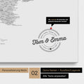 Italien-Karte Pinn-Leinwand in Multicolor Grau mit Personalisierung als rundes Logo, das eine Legende für bereits besuchte Reiseziele im Rundtext beinhaltet