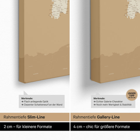Italienskort TRAVEL® Canvas med nåle – Treasure Gold