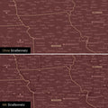 Kanada & USA Karte Pinn-Leinwand in Bordeaux Rot optional mit dem Straßennetz der größten Highways und Interstates