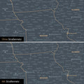 Kanada & USA Karte Pinn-Leinwand in Navy Light optional mit dem Straßennetz der größten Highways und Interstates