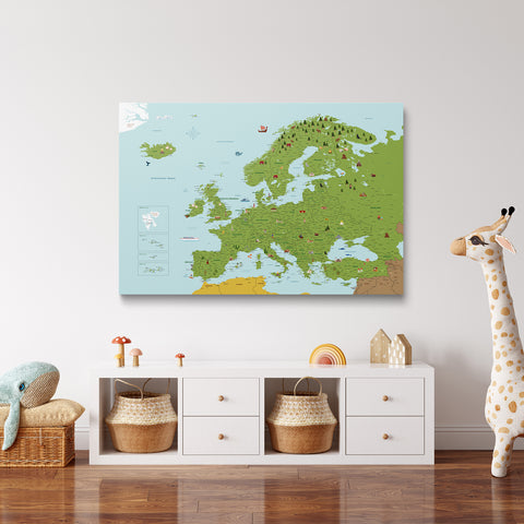 Europa-kort til børn Canvas med nåle – MINIVENTURES® Classic