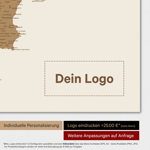 Italienskort TRAVEL® Magnetisk plakat – i 21 farver