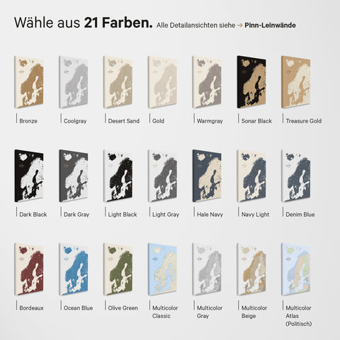 Skandinavienkort TRAVEL® Magnetisk plakat – i 21 farver