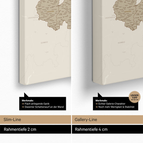 Österreich-Karte TRAVEL® Pinn-Leinwand – Desert Sand (Beige)