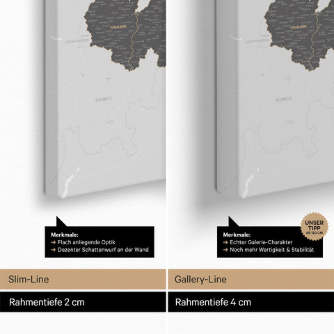 Österreich-Karte TRAVEL® Pinn-Leinwand – Light Gray (Weiß-Grau)