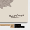 Österreich-Karte als Pinnwand Leinwand in Warmgray (Braun-Grau) mit Personalisierung und Eindruck mit deinem Namen