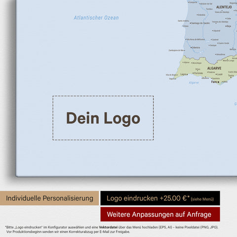 Politisk Spanien & Portugal-kort TRAVEL® Canvas med nåle – Multicolor Atlas