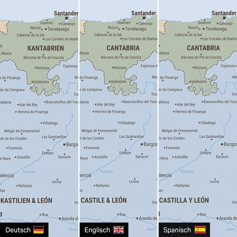 Politisk Spanien & Portugal-kort TRAVEL® Canvas med nåle – Multicolor Atlas