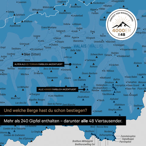 Magnetisk Schweiz-kort TRAVEL® Magnetboard – Ocean Blue