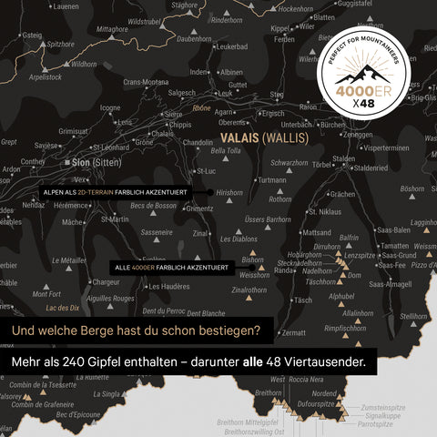 Magnetisk Schweiz-kort TRAVEL® Magnetboard – Lys Sort