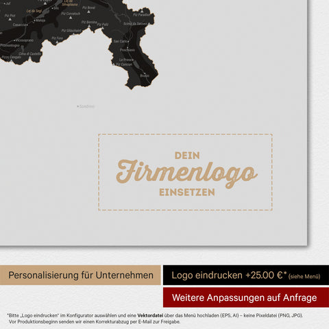 Magnetisk Schweiz-kort TRAVEL® Magnetboard – Lys Sort