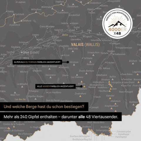 Magnetisk Schweiz-kort TRAVEL® Magnetboard – Lysegrå