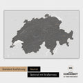 Neutrale und schlichte Ausführung einer magnetischen Schweiz-Karte in Light Gray