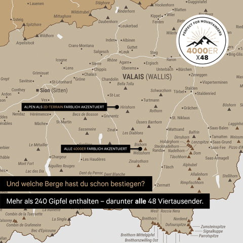 Magnetisk Schweiz-kort TRAVEL® Magnetboard – Multicolor Beige